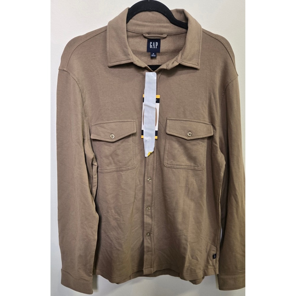 Gap Mens Long Sleeve Knit Button Down Shirt Brown size: Medium NWT